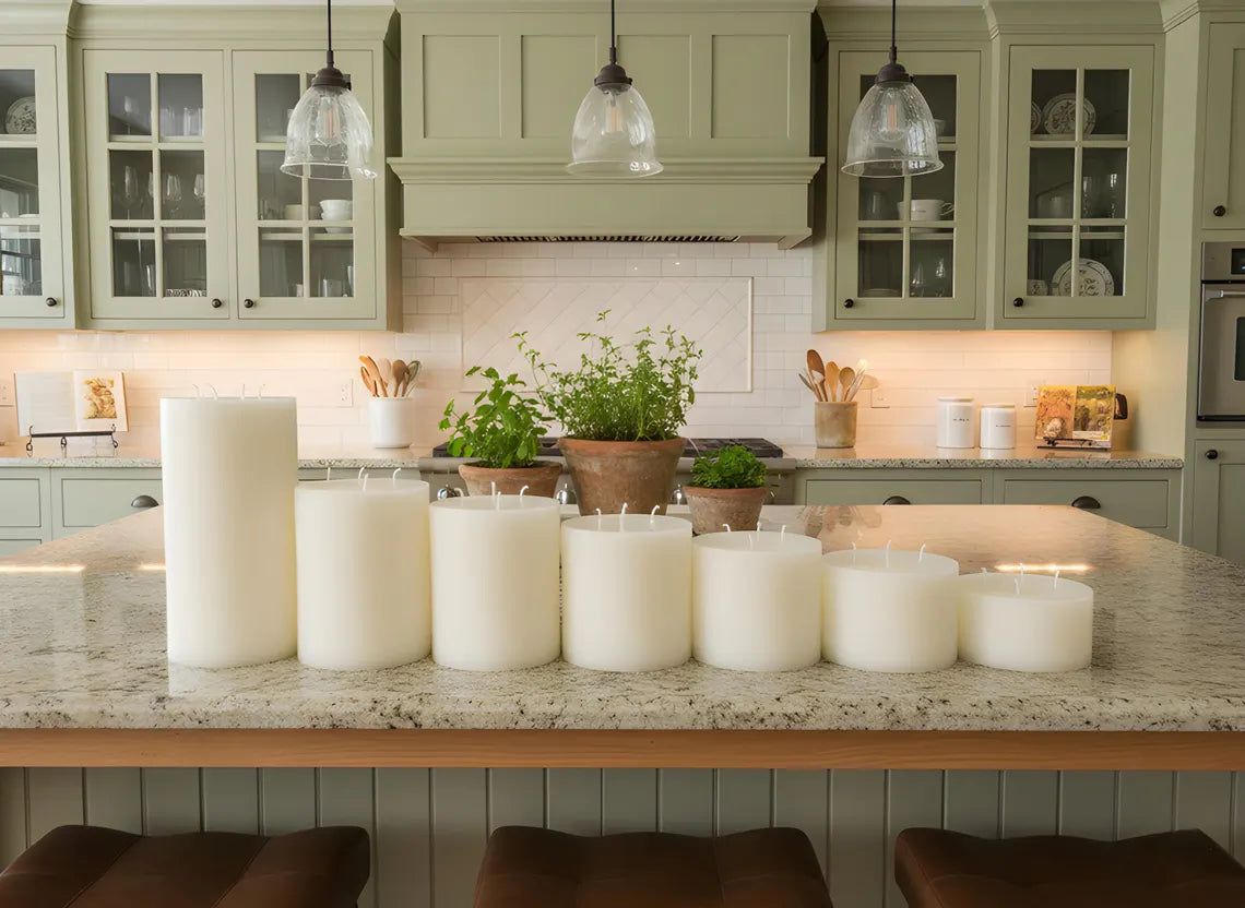 Giant 6 Inch Wide White Beeswax 4 Wick Candles 7 Sizes