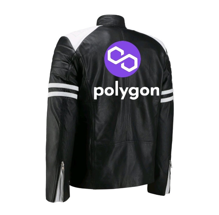 Handmade Polygon Bomber Leather Jacket White Stripes