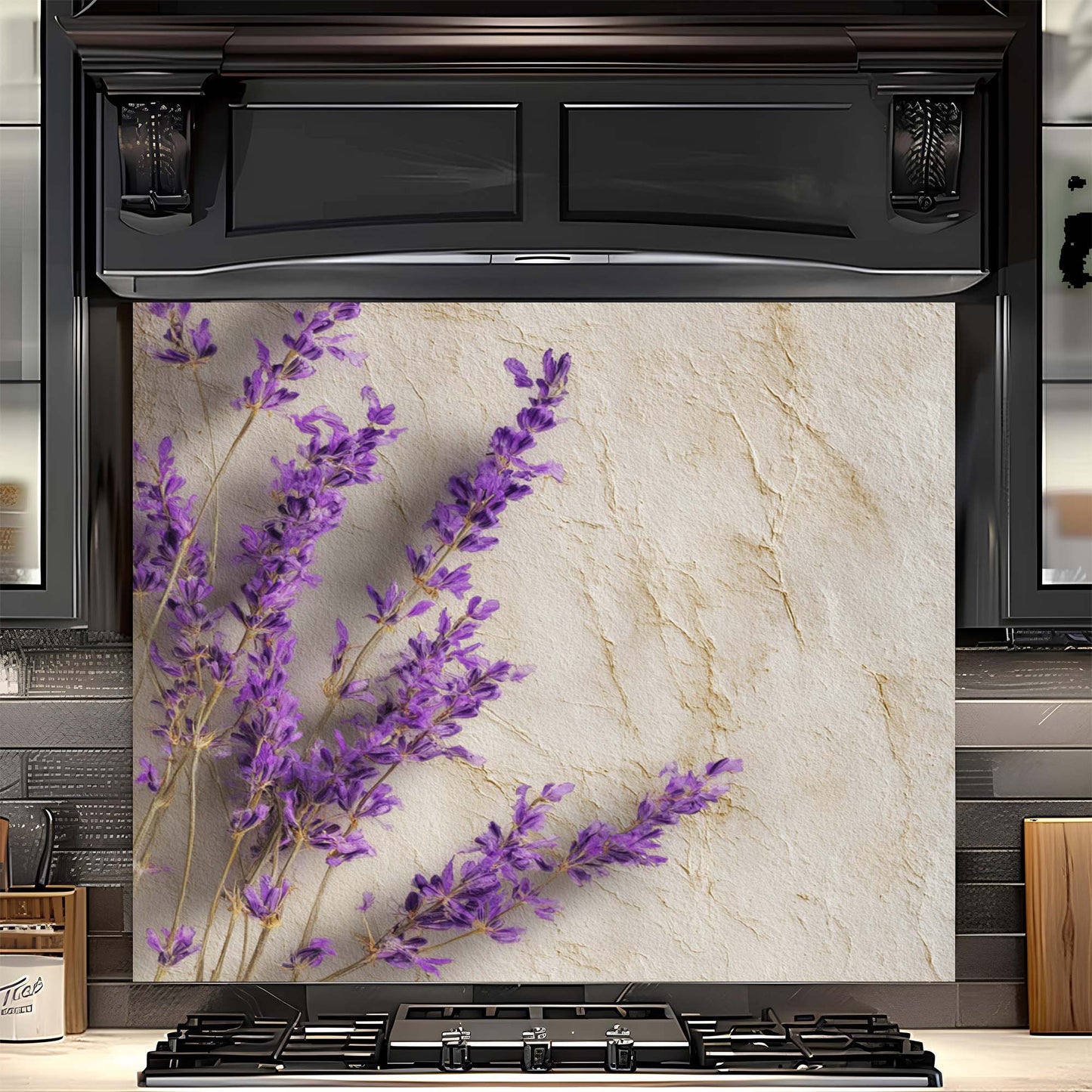 Provence Lavender – Tempered Glass Backsplash for Kitchen – Rustic Kitchen Splashback