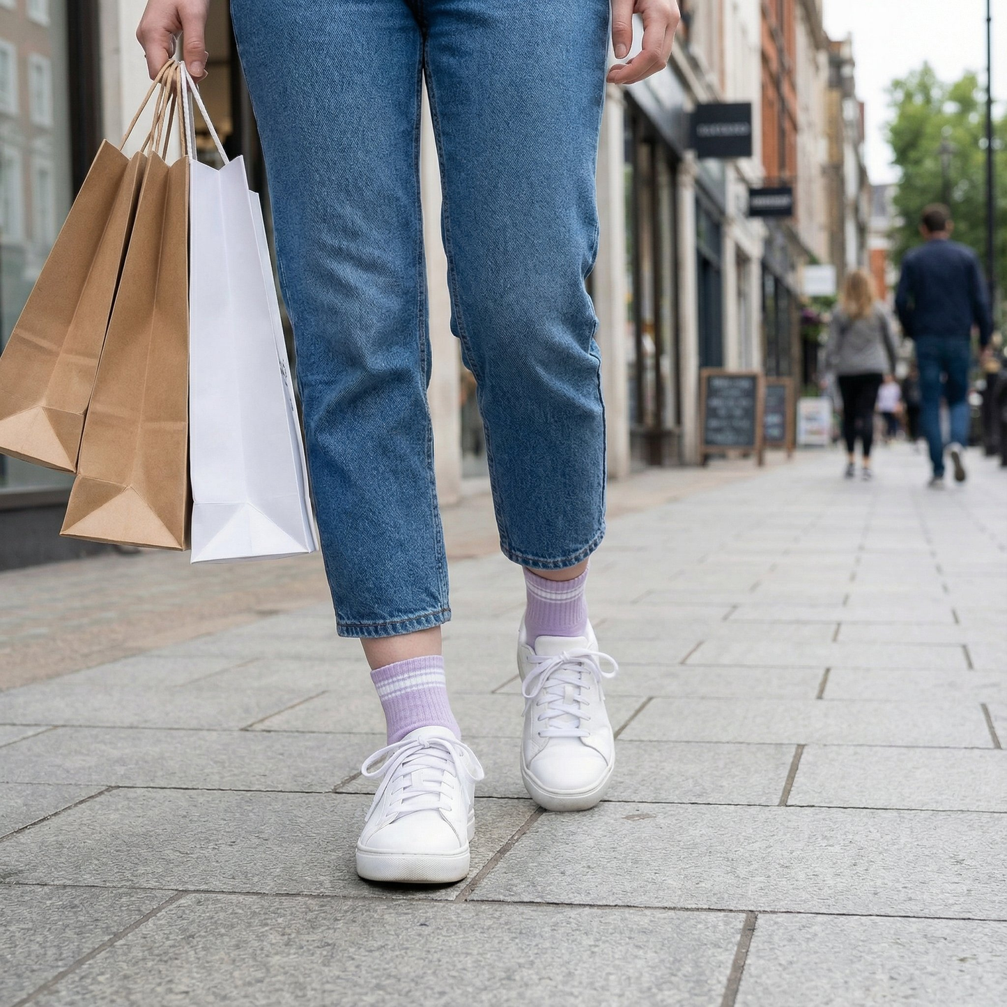 Lilac/White Quarter Crew Women's Socks