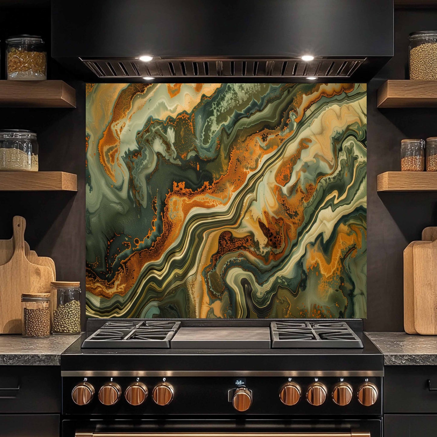 Tempered Glass Backsplash – Forest Ember