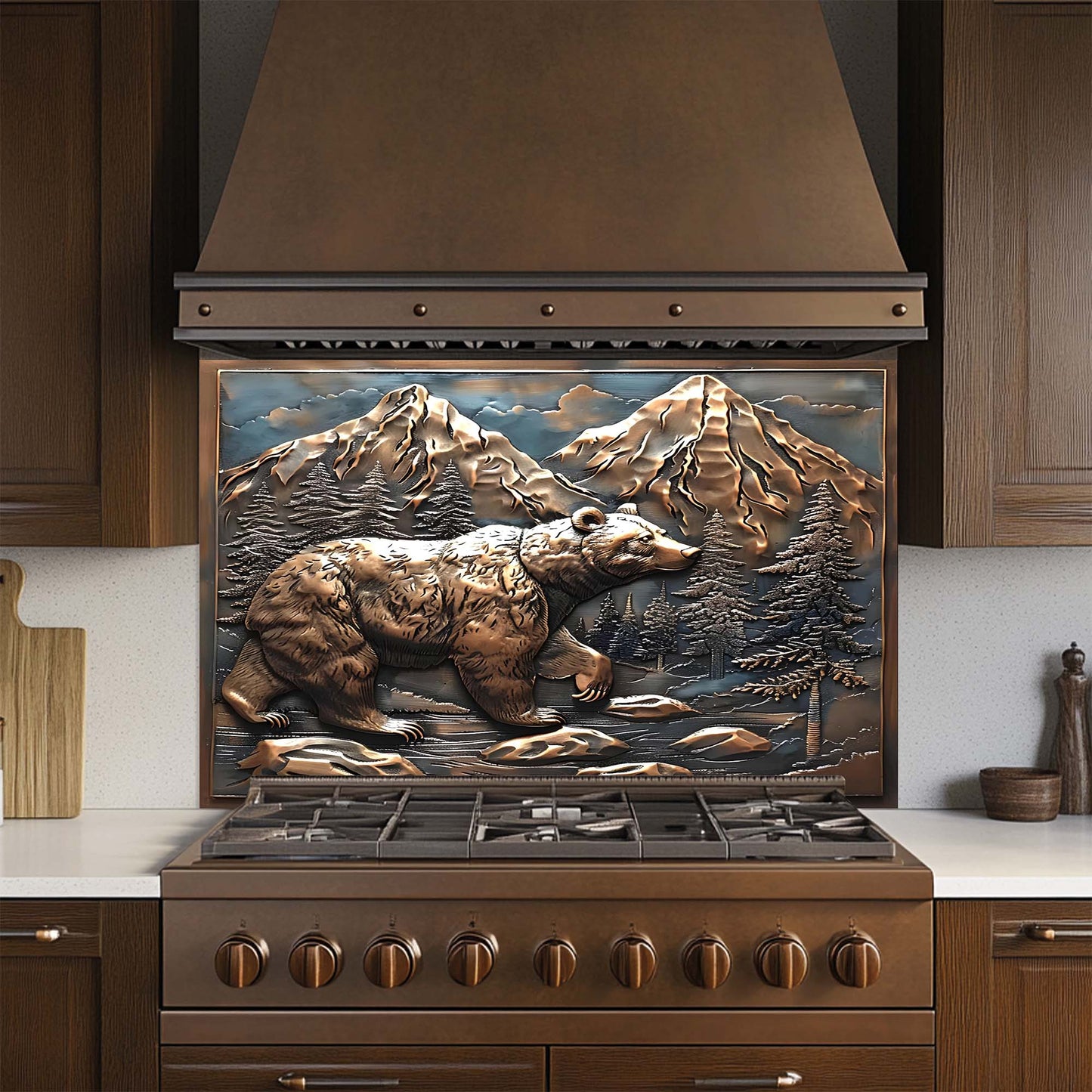 Mountain Wanderer – Tempered Glass Backsplash for Kitchen Stove | Bear & Mountain Backsplash