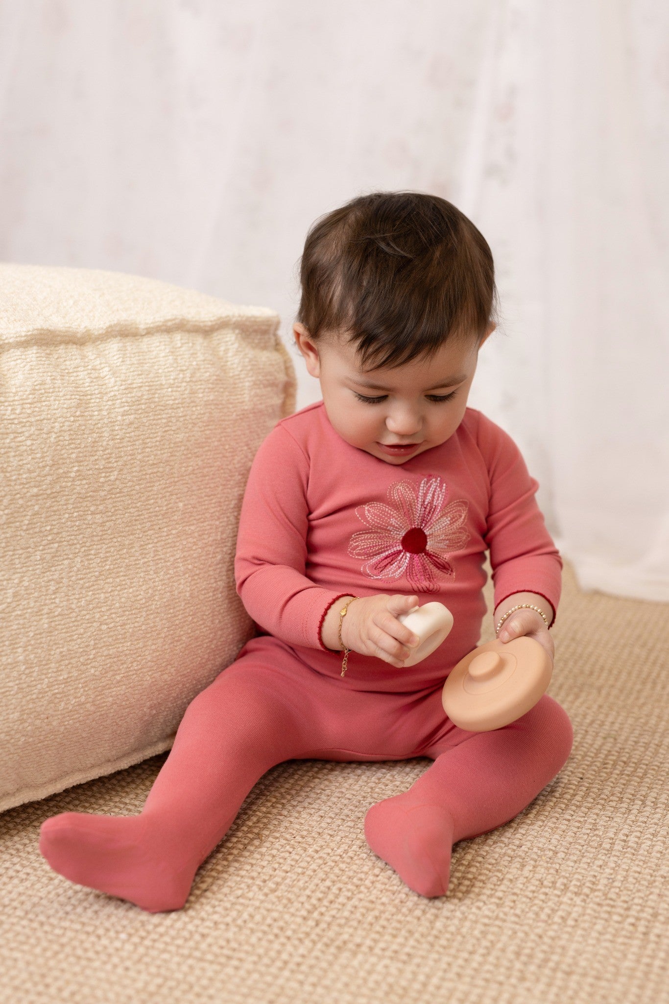 Embroidered Flower/Star Layette Set