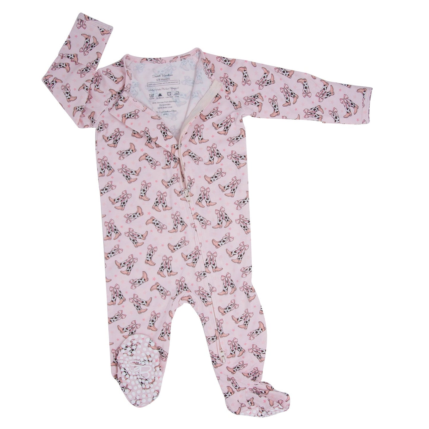 Cowhide Boots Bows Zipper Footie
