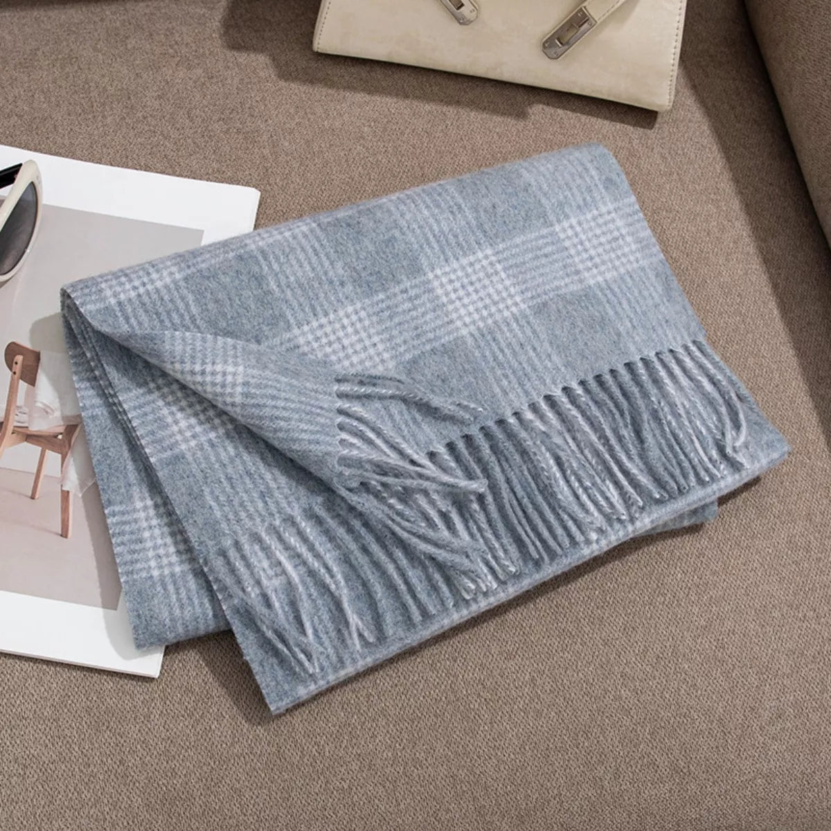 Plaid Fringe Scarf