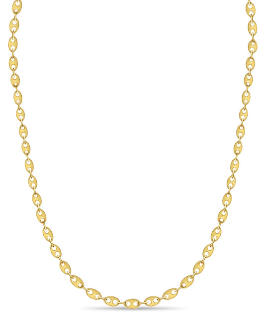 Mariner Solid White/Yellow/Rose Gold Handmade Necklace , 9mm, 16-30 Inch