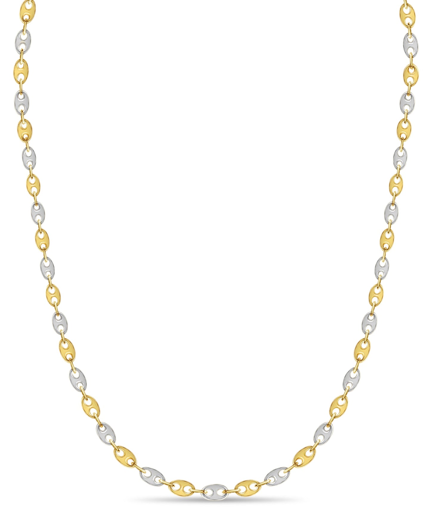Mariner Solid White/Yellow/Rose Gold Handmade Necklace , 9mm, 16-30 Inch