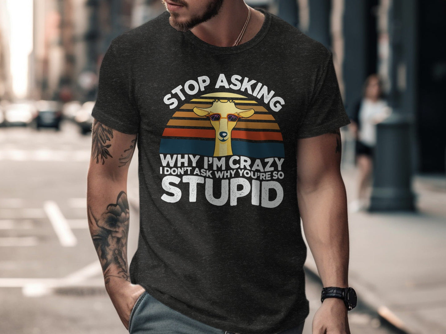 Stop Asking Why I'm Crazy Funny Llama Graphic T-Shirt