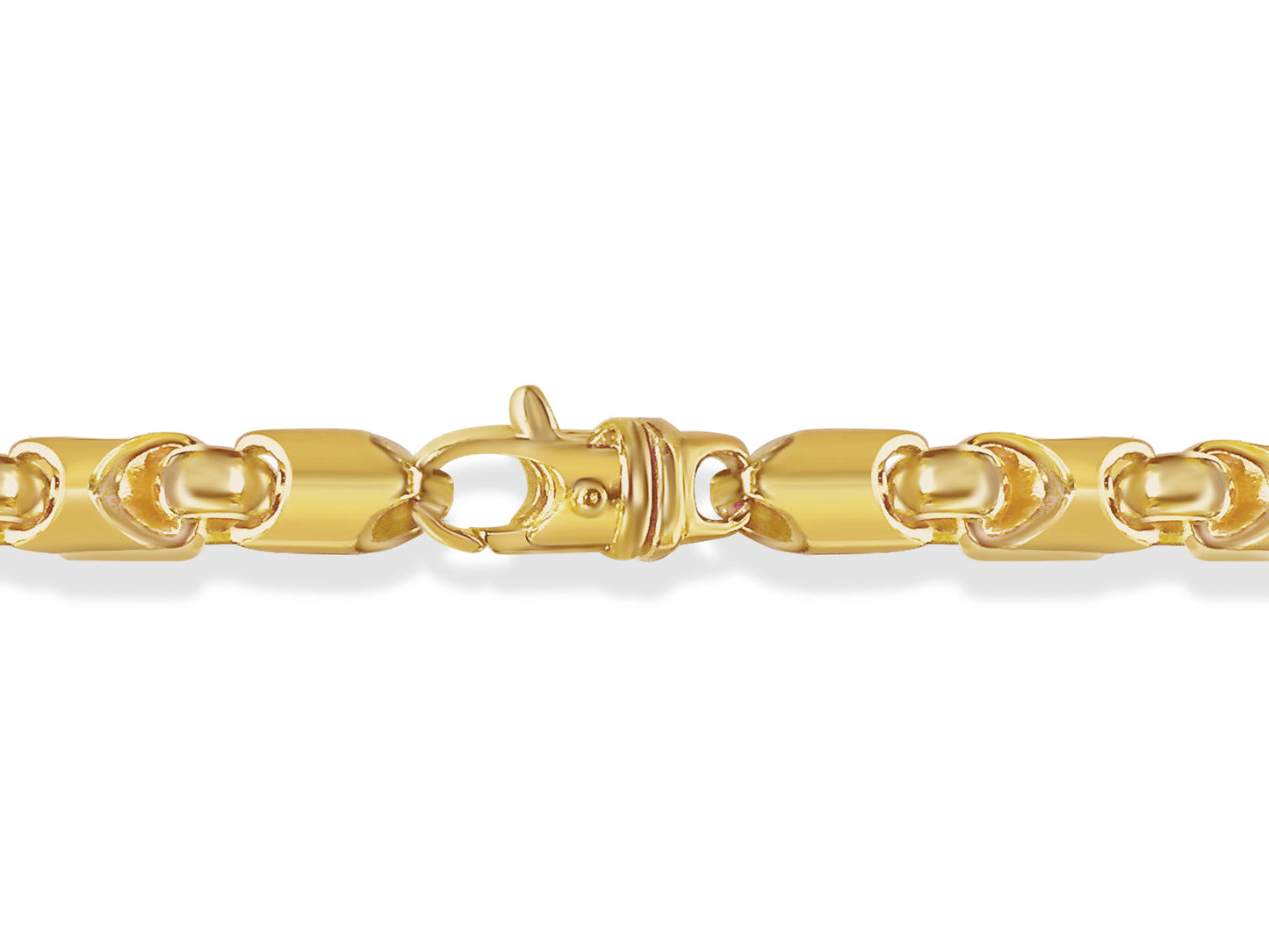 Fancy Tube Solid White/Yellow/Rose Gold Handmade Necklace , 8mm, 16-30 Inch