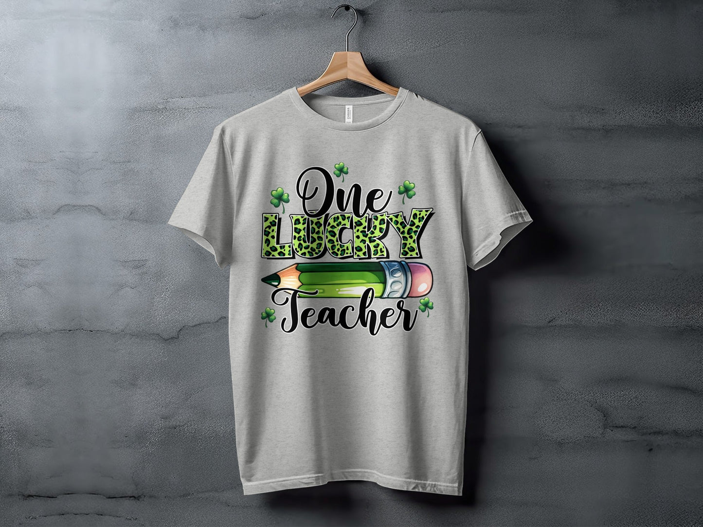 One Lucky Teacher With Pencil Illustration Design T-Shirt