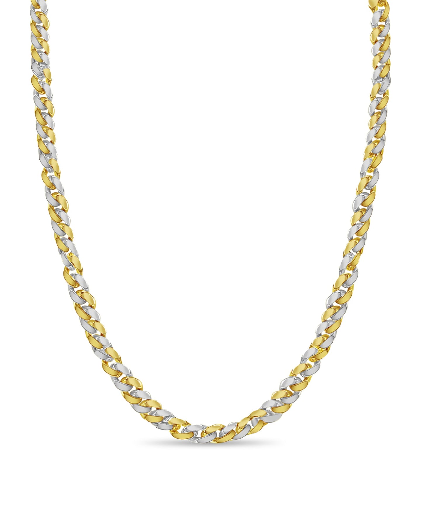 Curb Solid White/Yellow/Rose Gold Handmade Necklace , 15mm, 16-30 Inch