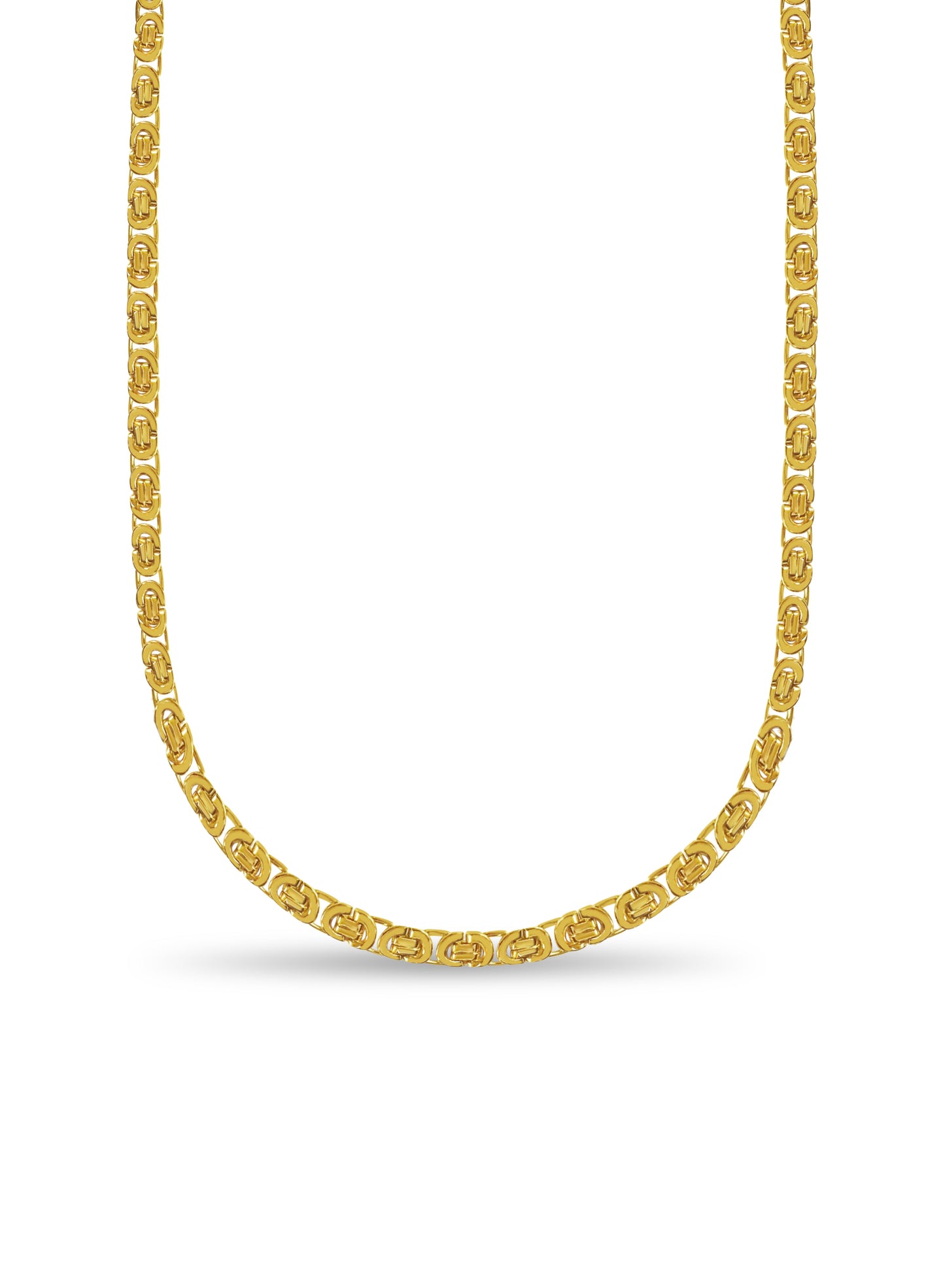 Flat Byzantine Solid White/Yellow/Rose Gold Handmade Necklace , 11mm, 16-30 Inch