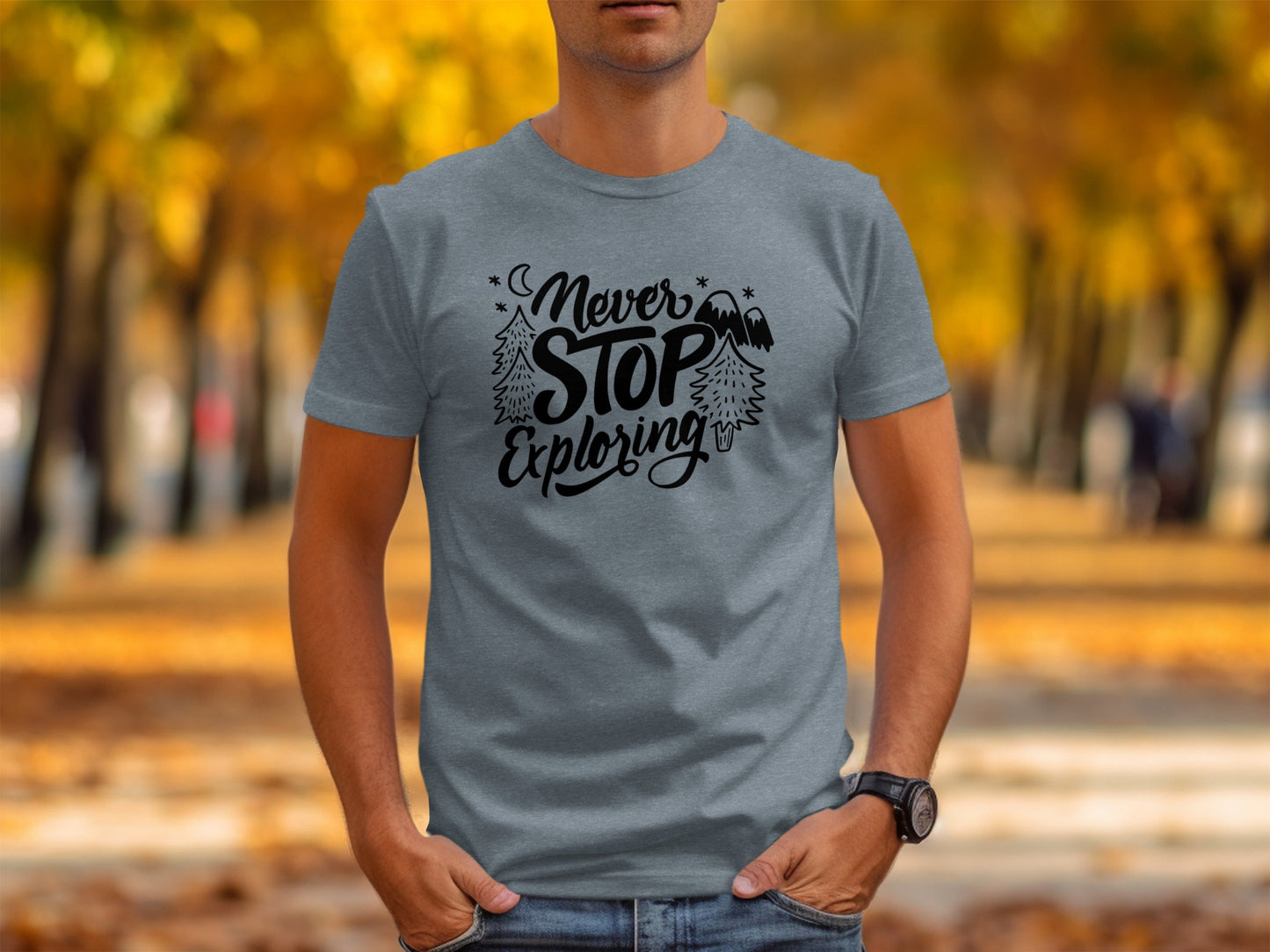 Never Stop Exploring Mountain Adventure Outdoors T-Shirt