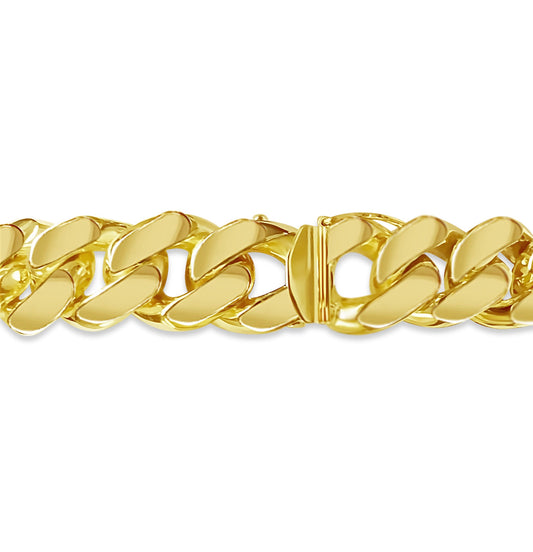 ID Curb Solid White/Yellow/Rose Gold Handmade Bracelet , 15mm, 6.5-10 Inch