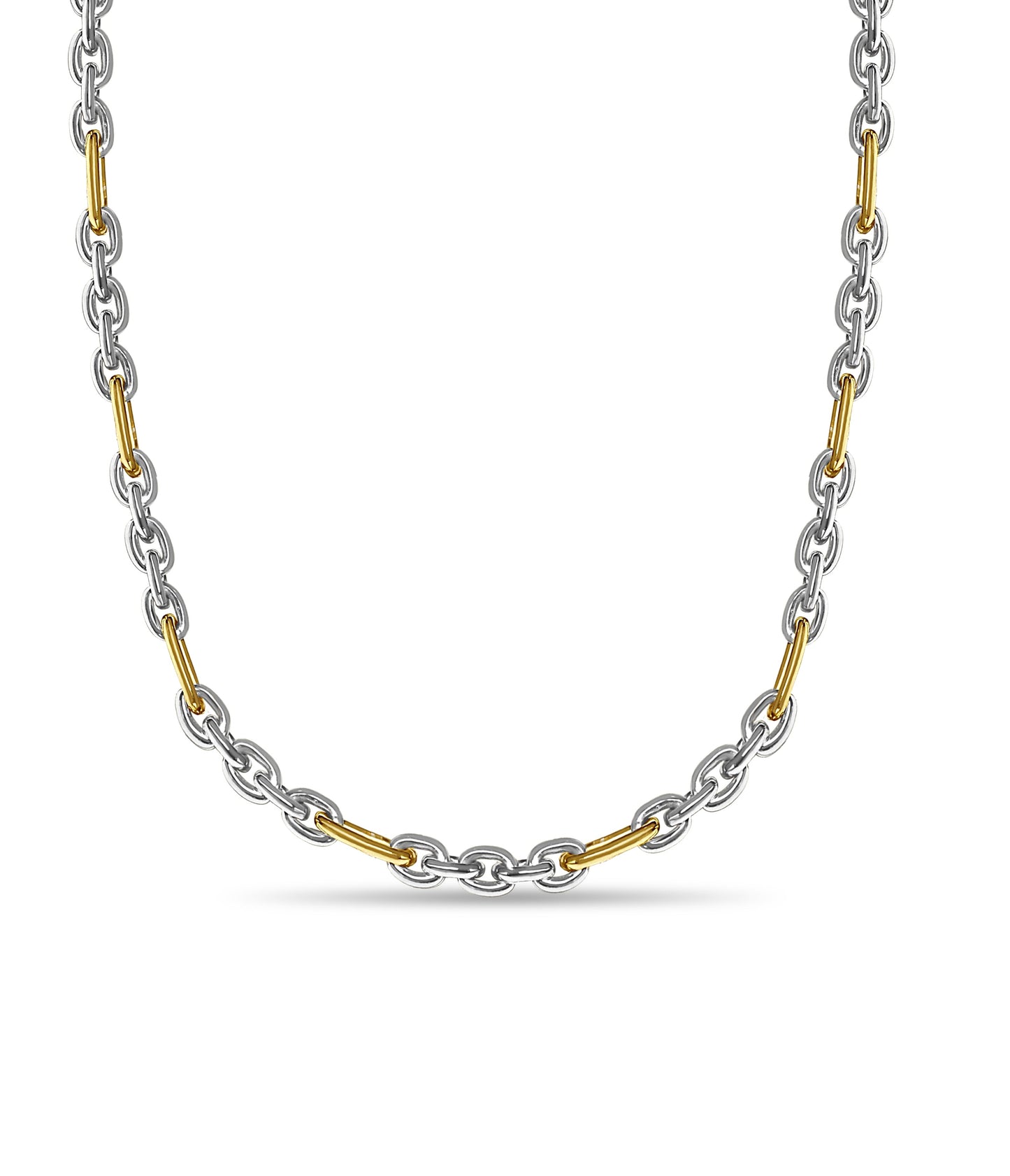 Rolo (Figaro) Solid White/Yellow/Rose Gold Handmade Necklace , 5mm, 16-30 Inch