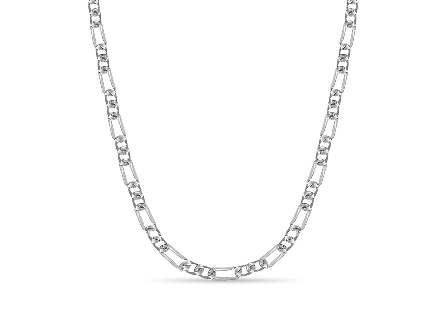 Figaro Solid White/Yellow/Rose Gold Handmade Necklace , 7mm, 16-30 Inch