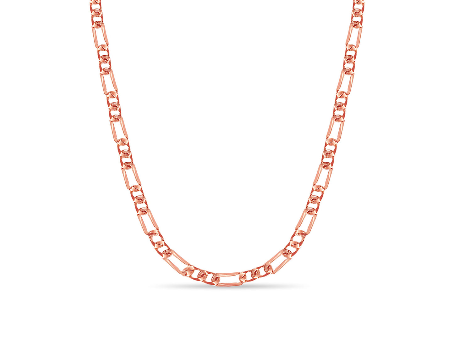 Figaro Solid White/Yellow/Rose Gold Handmade Necklace , 7mm, 16-30 Inch