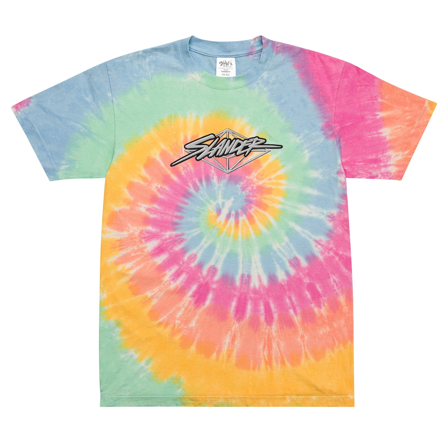 Slander Full Chest Embroidery Tie-Dye T-shirt for Men Women Unisex