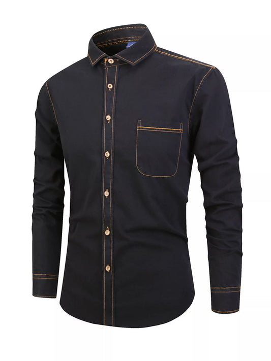 Men's Full Size Button Up Long Sleeve Denim Shirt Plus Size