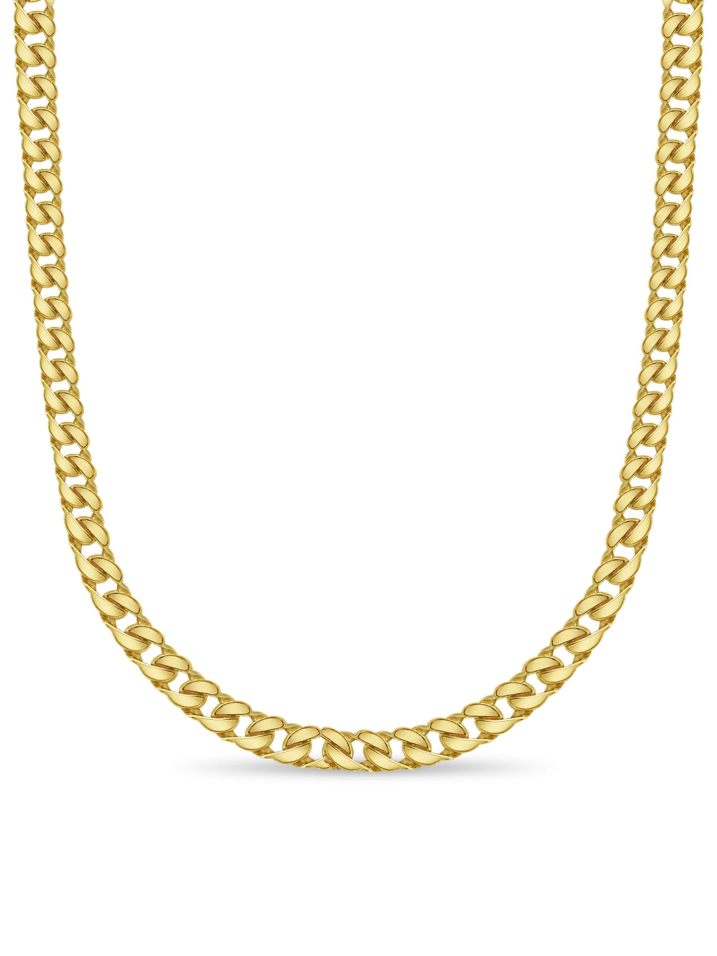 Curb Solid White/Yellow/Rose Gold Handmade Necklace , 20mm, 16-30 Inch