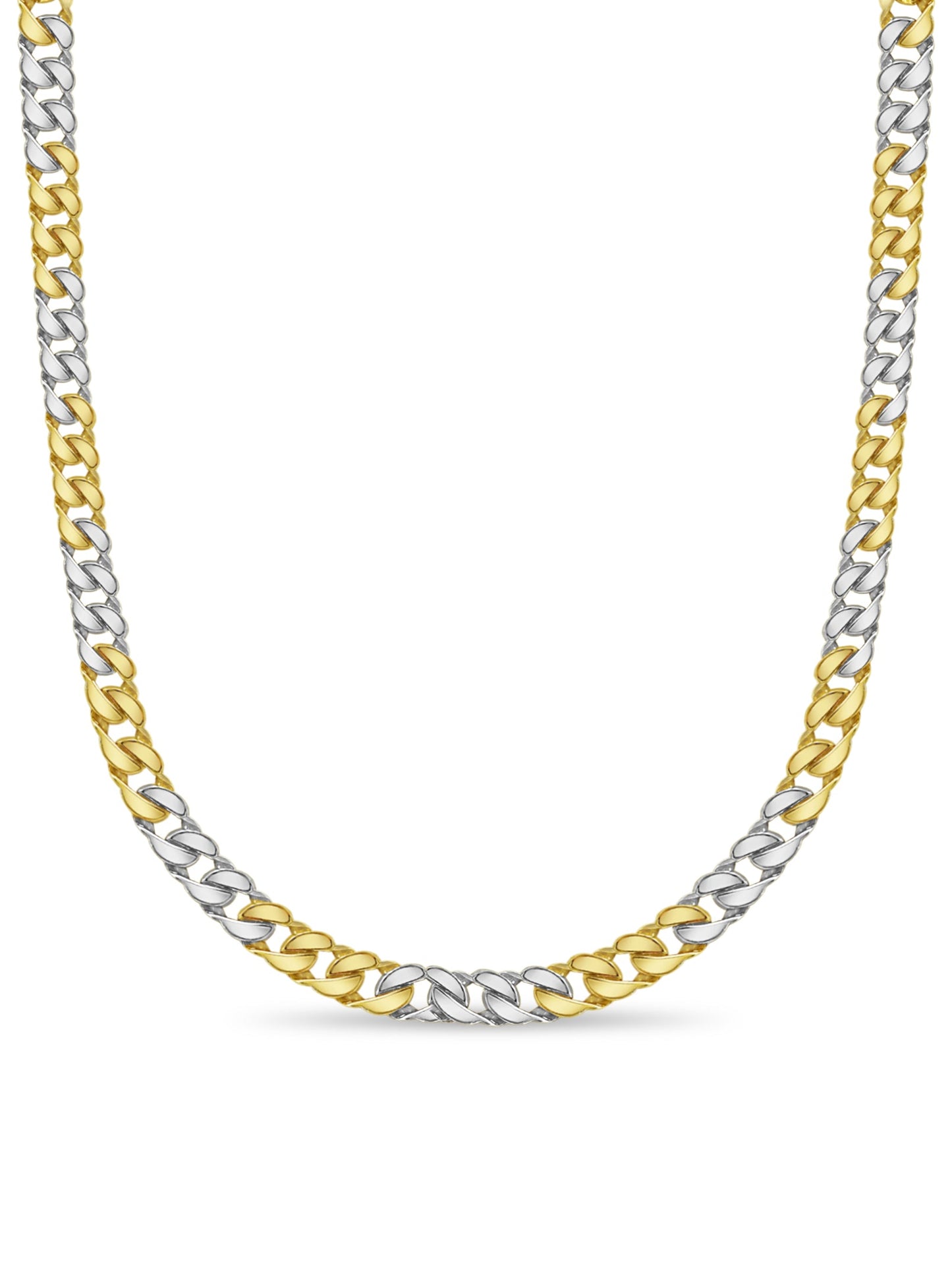 Curb Solid White/Yellow/Rose Gold Handmade Necklace , 20mm, 16-30 Inch