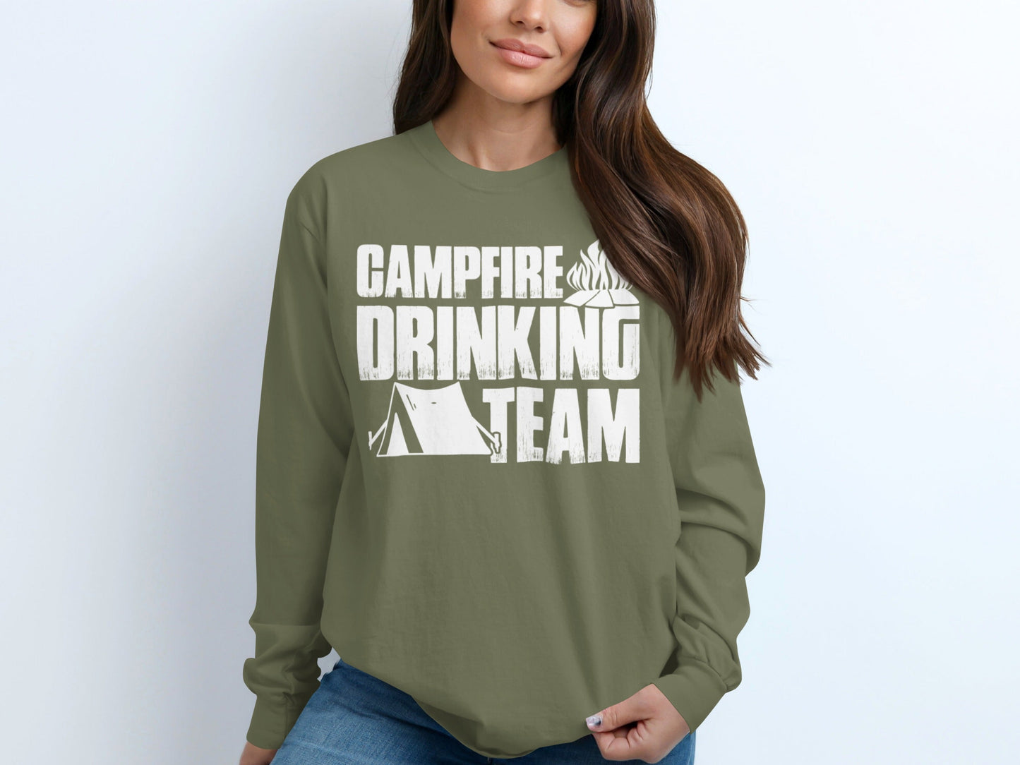 Campfire Drinking Team Graphic Design Great Gift Long Sleeve T-Shirt