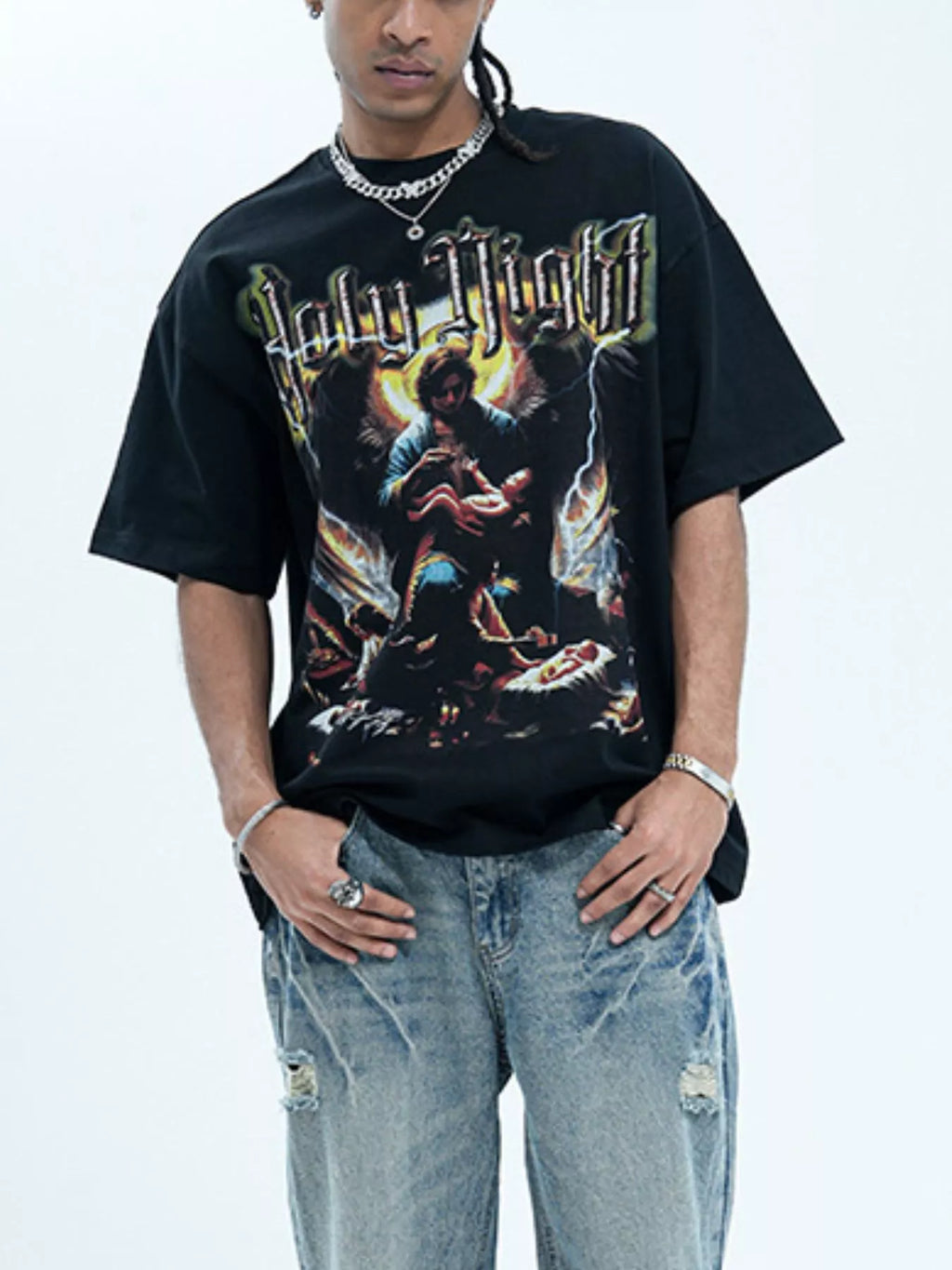 Men's Graphic Round Neck Oversized T-Shirt
