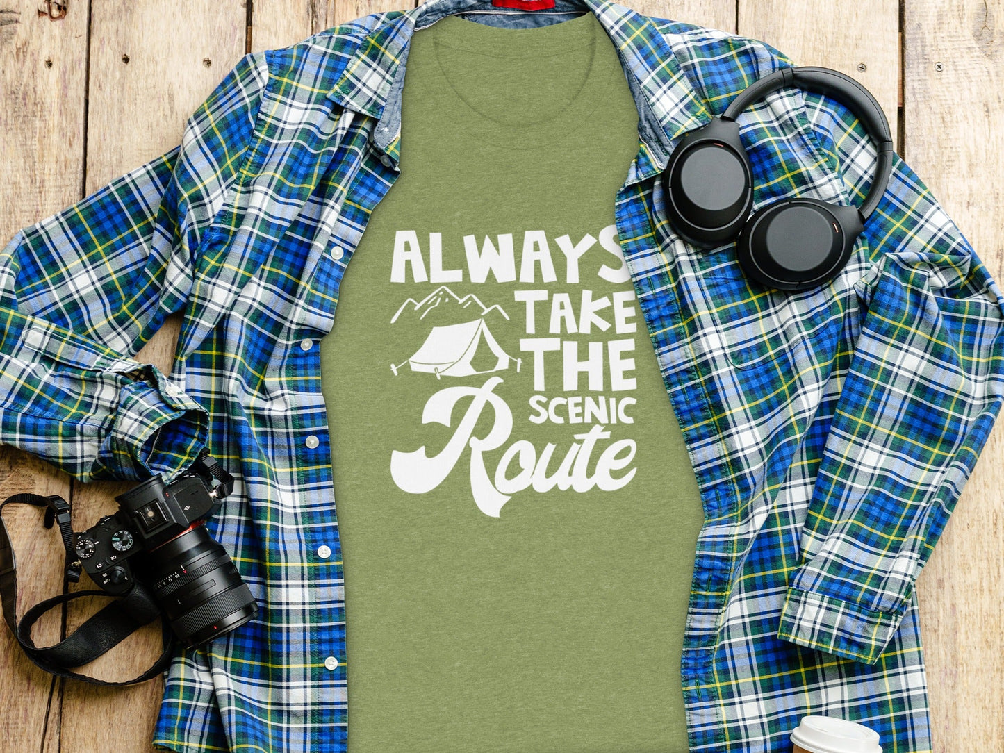 Always Take The Scenic Route Outdoors Camping Design T-Shirt