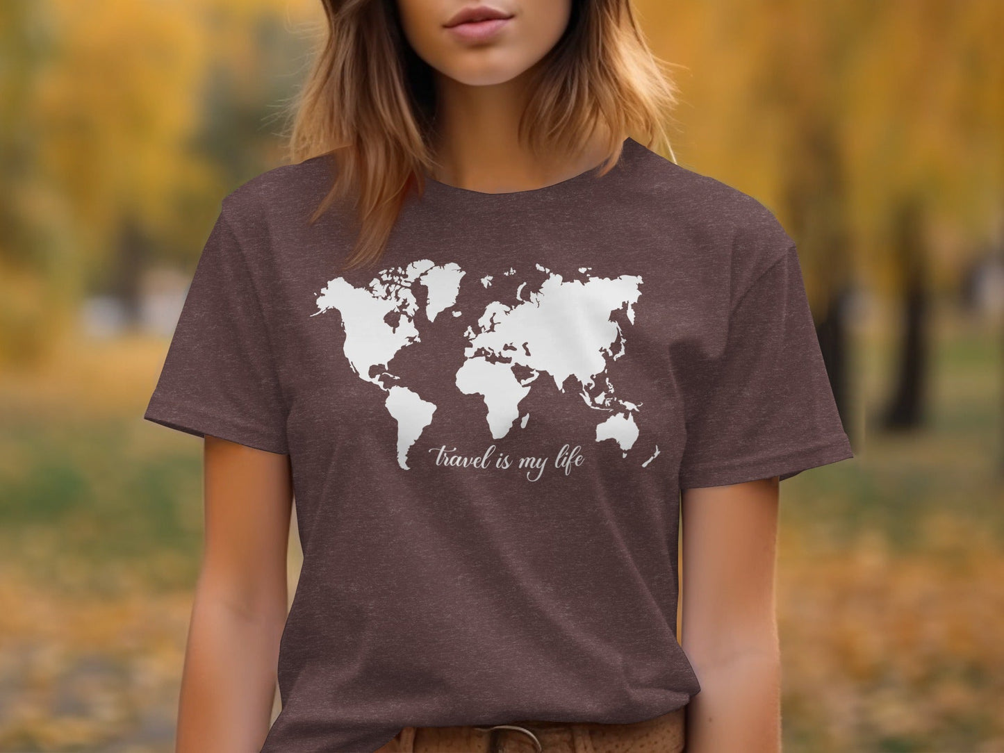 World Map Travel is My Life Graphic Design T-Shirt