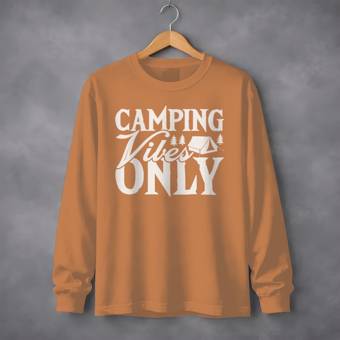 Camping Vibes Only With Tent Graphic Summer Fun Long Sleeve T-Shirt