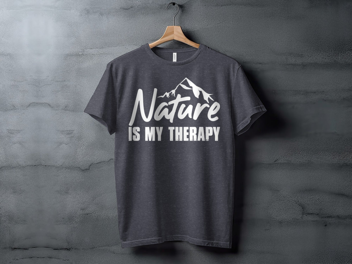 Nature is my Therapy White Text with Mountain T-Shirt