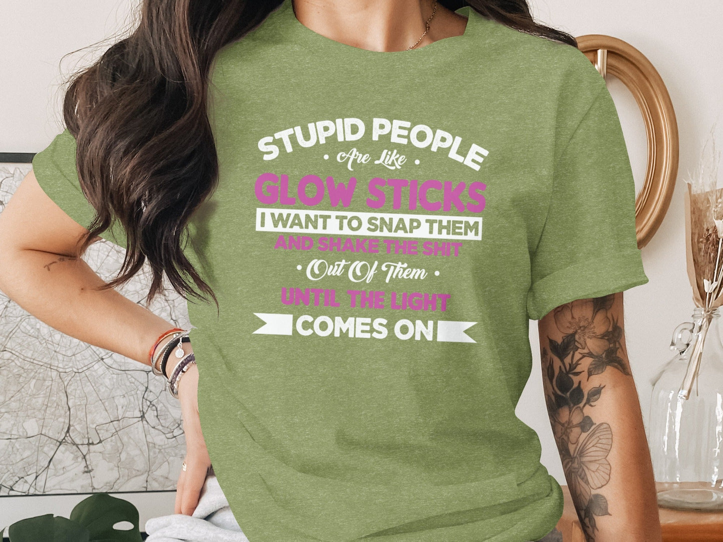 Stupid People Are Like Glow Sticks Funny Sarcastic T-Shirt