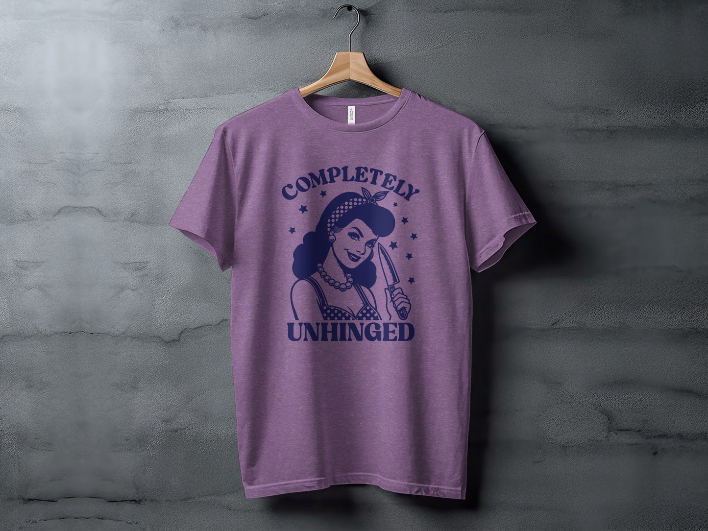 Retro Completely Unhinged Woman Holding Knife T-Shirt