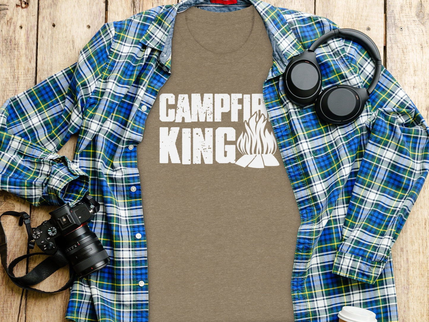 Campfire King Flames Graphic Outdoors Adventure T-Shirt