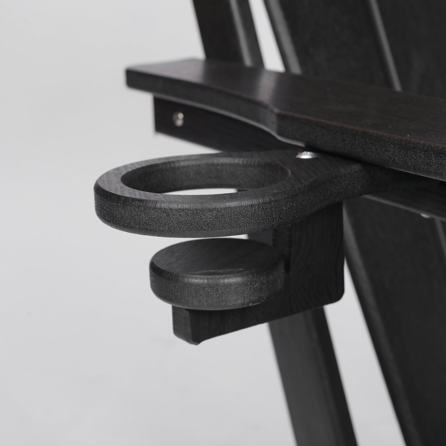 HDPE Folding Adirondack Chair with Dual Cup Holder - Black