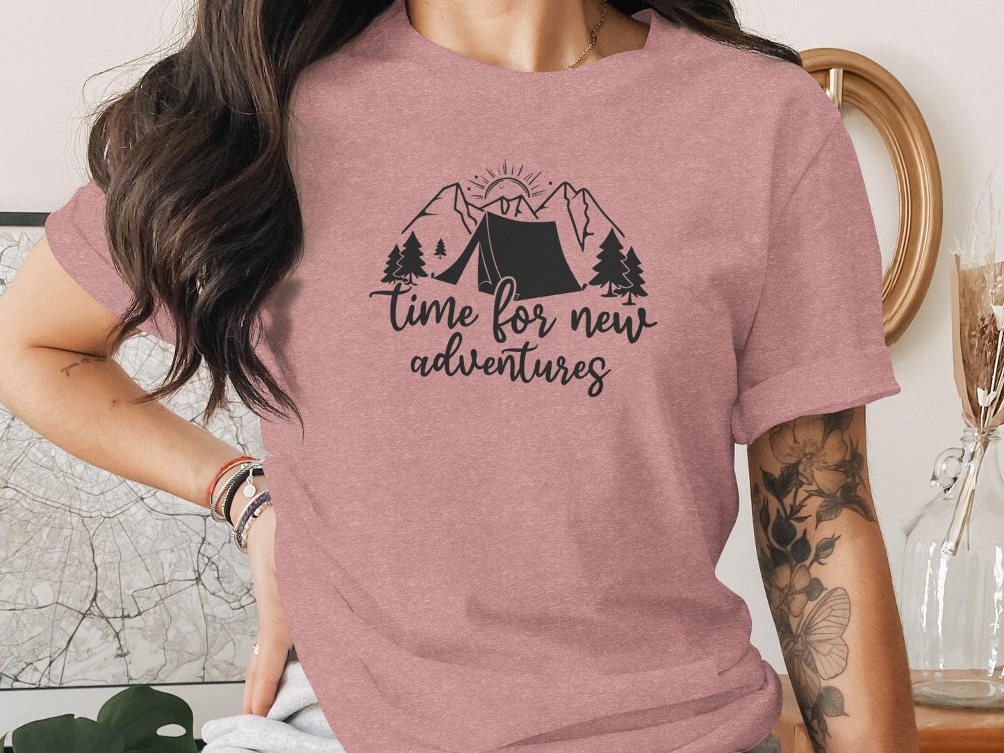 Time For New Adventures With Tent Graphic Design T-Shirt