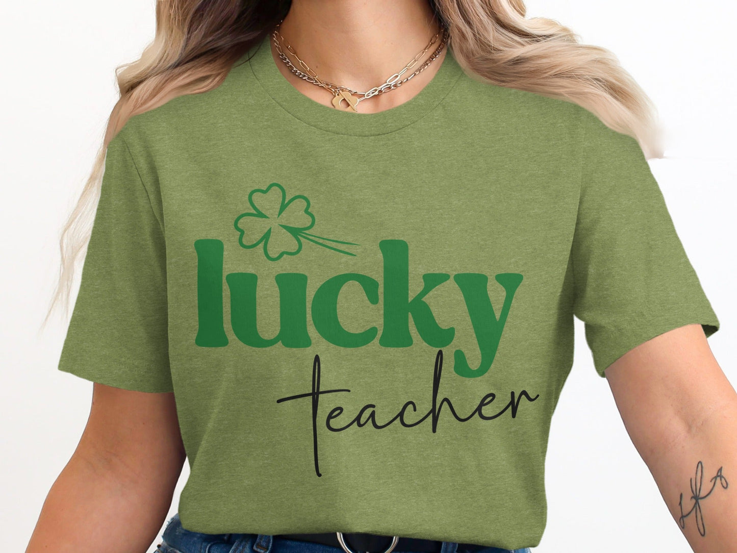 Lucky Teacher Saint Patricks Day Design Graphic T-Shirt