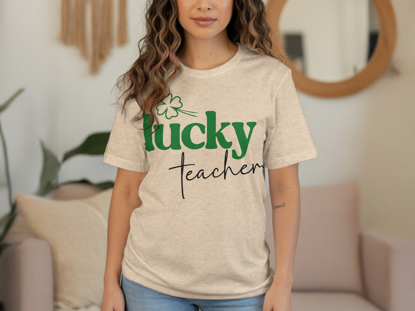 Lucky Teacher Saint Patricks Day Design Graphic T-Shirt