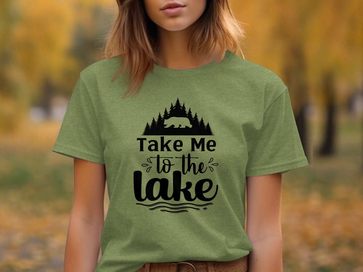 Take Me To the Lake Bear and Trees Design T-Shirt