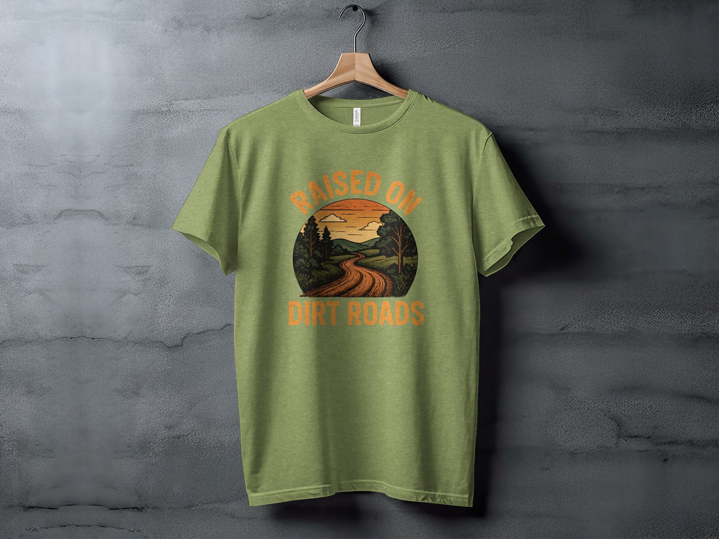 Raised On Dirt Roads Country Graphic Image Design T-Shirt