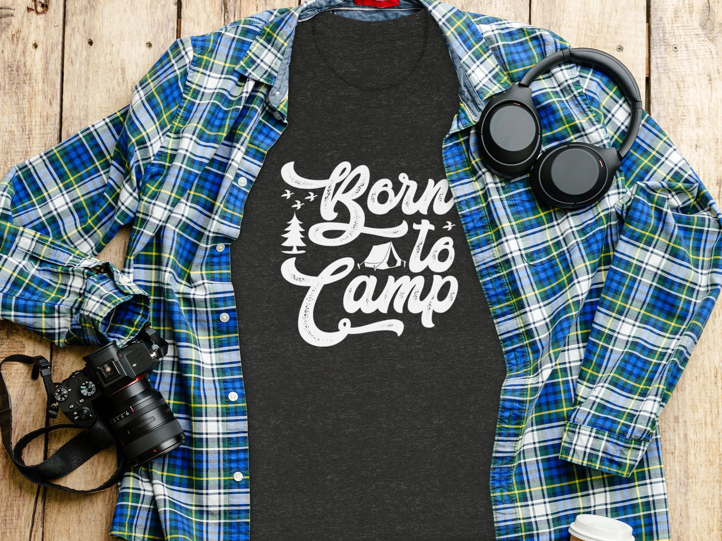 Born To Camp Vacation Hiking Nature Outdoors Fun T-Shirt