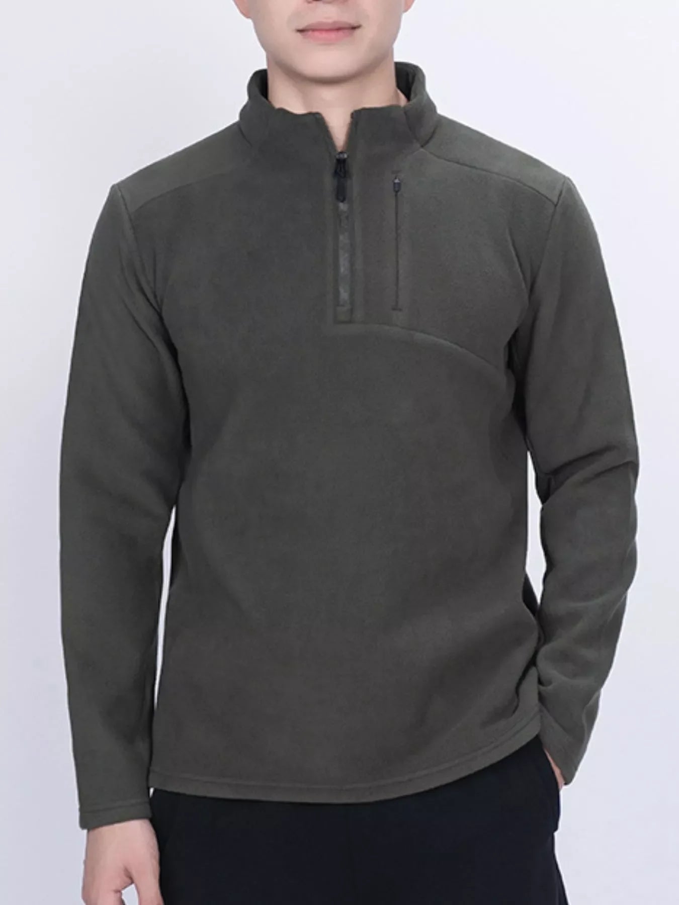 Men's Plus Size Quarter-Zip Fleece Sweatshirt