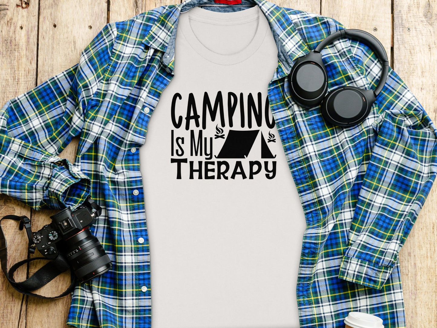 Camping Is My Therapy Tent Campfire Graphic T-Shirt