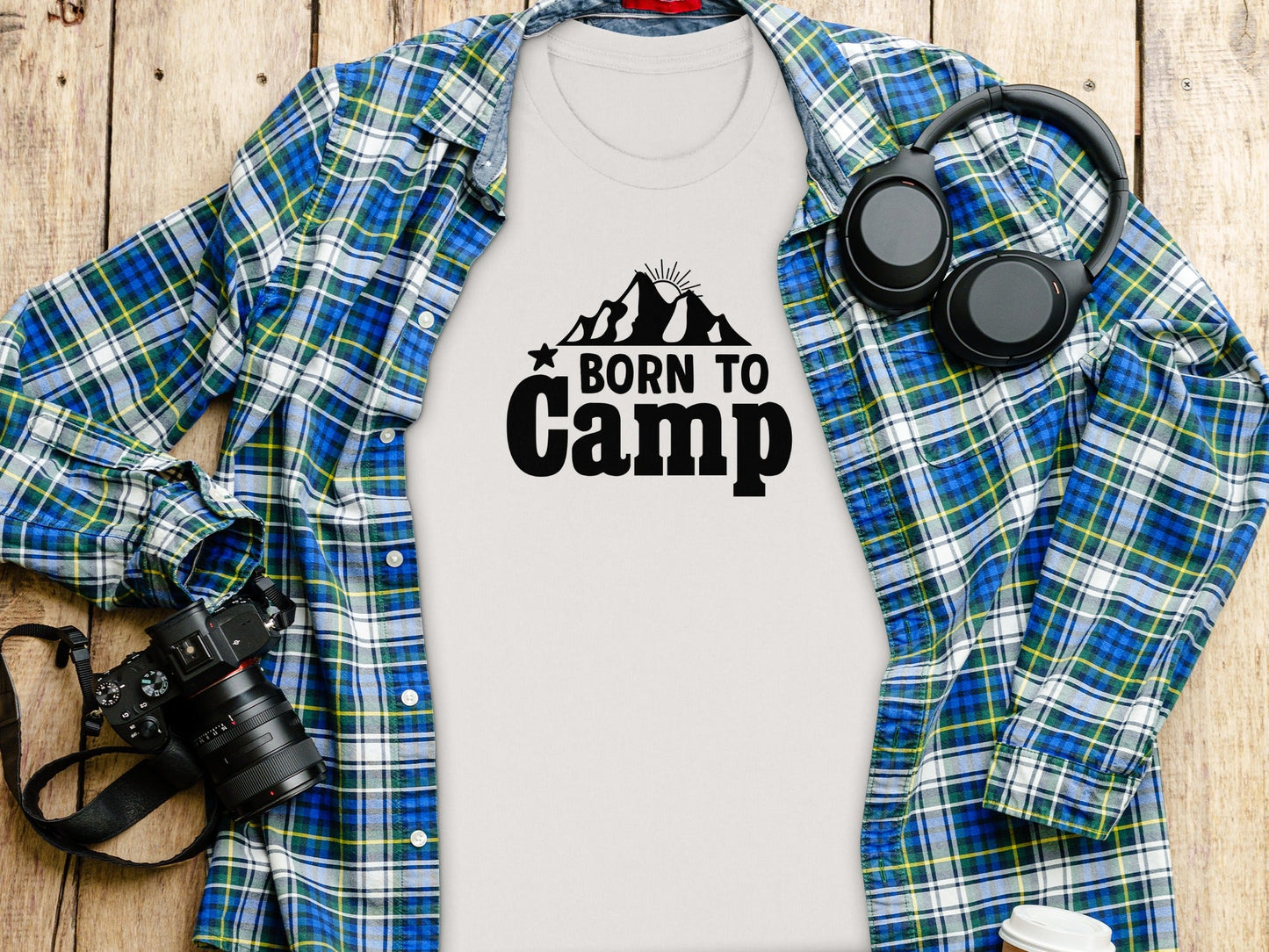 Born To Camp Mountain Design Adventure Awaits T-Shirt