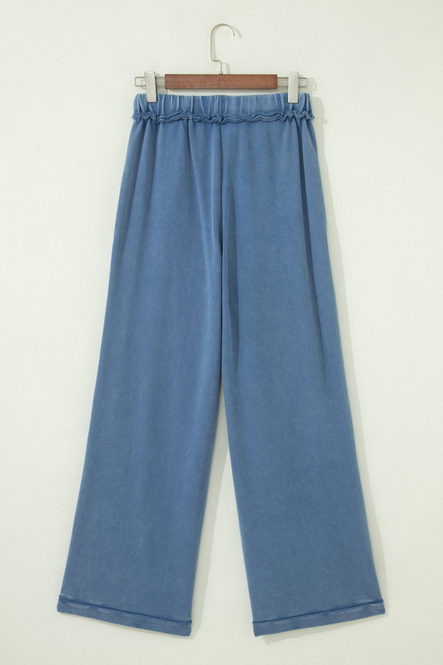 Ashleigh Blue Mineral Wash Drawstring Retro High Waist Wide Leg Western Pants