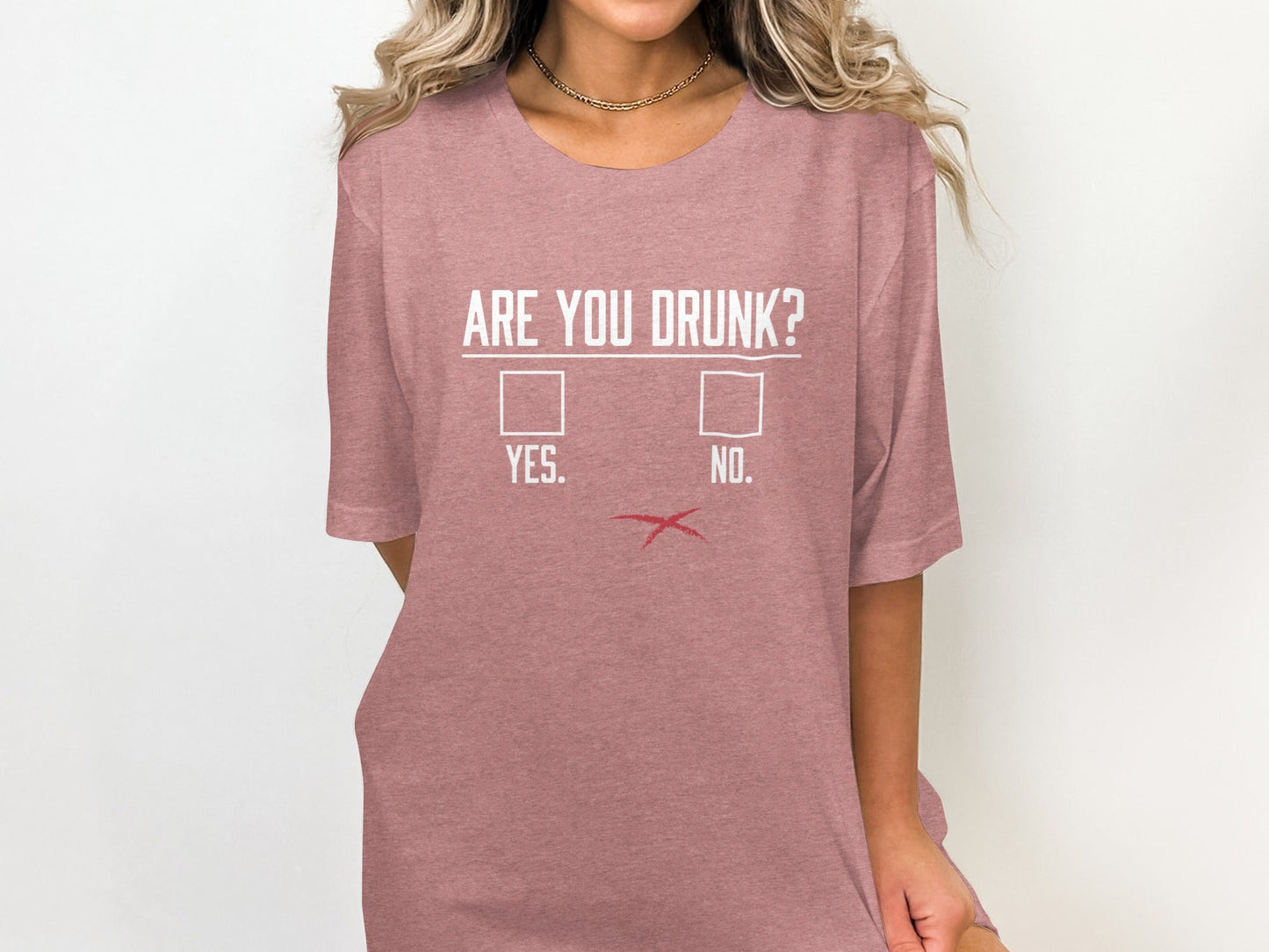 Are You Drunk Check Box With Red Cross Funny Graphic T-Shirt