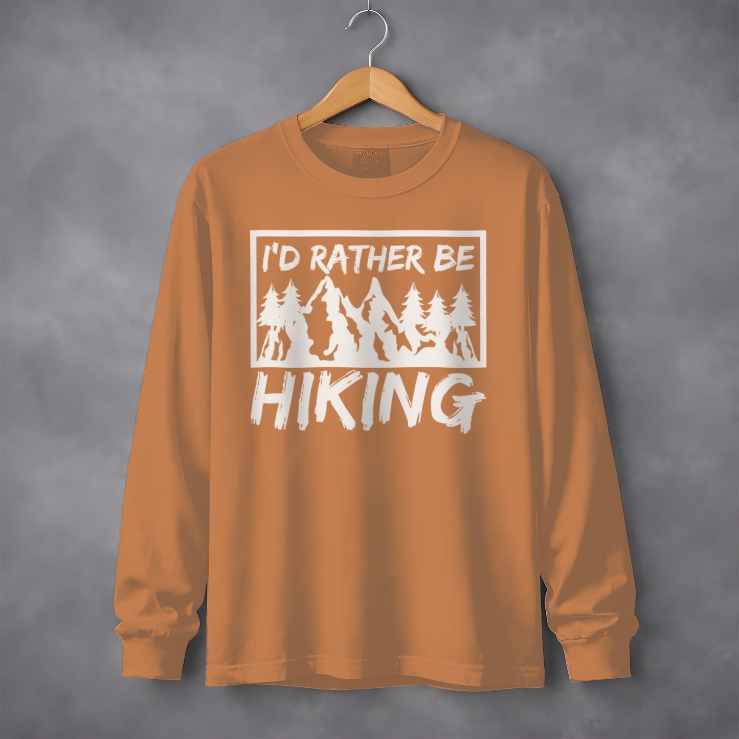 I'd Rather Be Hiking Mountain Graphic Long Sleeve T-Shirt