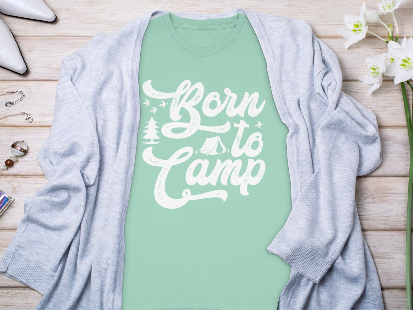 Born To Camp Outdoors Nature Adventure Long Sleeve T-Shirt