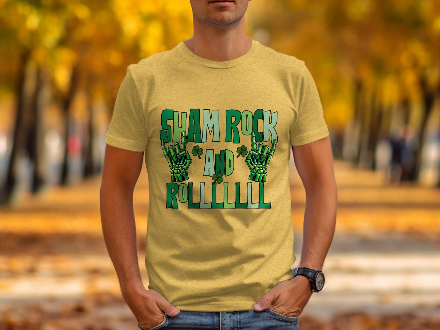 Shamrock and Roll T-Shirt, St Patricks Day T-Shirt, Skeleton Hand T-Shirt, Lucky Clover T-Shirt, Irish T-Shirt, Funny St Patricks Day