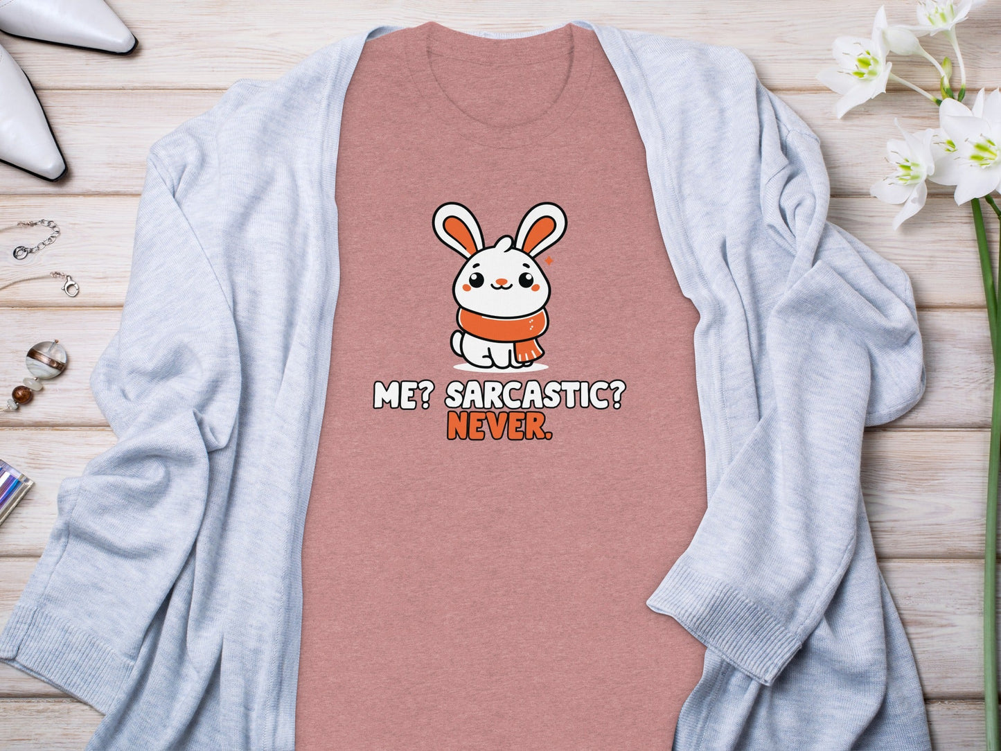 Sarcastic Bunny With Scarf Rabbit Cute Animal T-Shirt